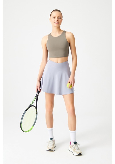 Los Ojos Gri 2 Katmanlı Pileli Tenis Eteği - Spor Etek Tennis Skirt2 Gri