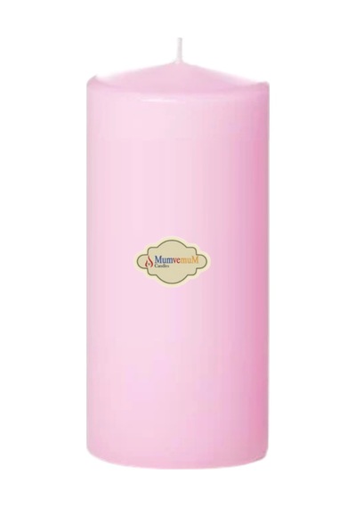 6x20 Pembe Silindir Mum Pembe