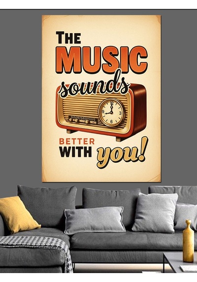 Müzik Ruhu Seninle Slogan Dekoratif Kanvas - Mdf Ahşap Tablo