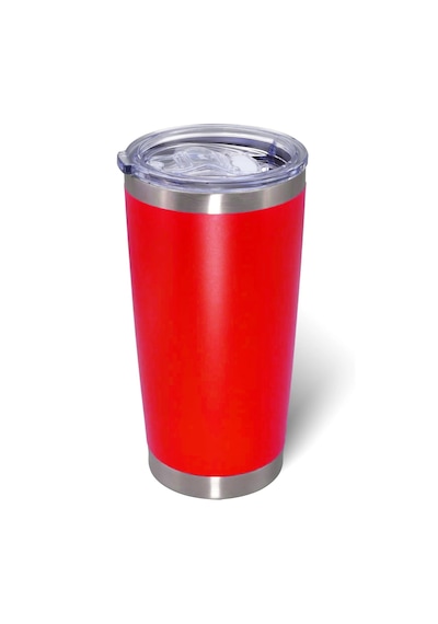 Forzacase Çift Katmanlı Paslanmaz Çelik Pipet Girişli 600ml Sıcak Soğuk Tutan Bardak Termos Mug - Fc1142 Kırmızı