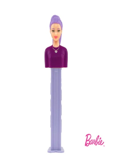 Pez Dispenser Barbie Purple Hair Meyve Aromalı Şekerleme Makinesi Ve Şekerleme Yedekleri