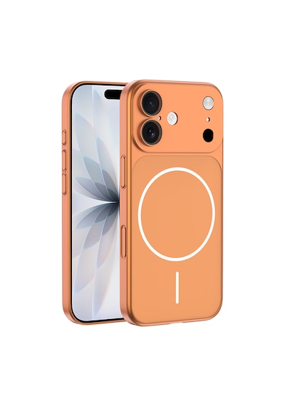 Apple Uyumlu iPhone 16 Kılıf 17 Görünümlü Kılıf Kamera Korumalı M-safe Şarj Özellikli Premium Pürüzsüz Şık Kapak Turuncu