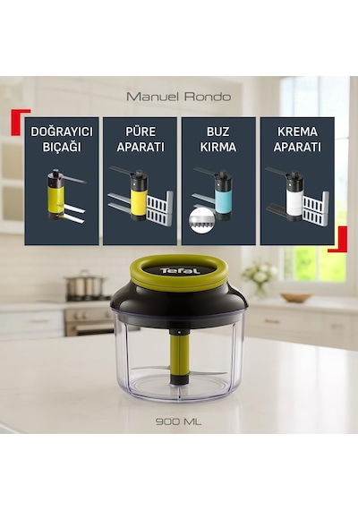 Tefal Maxi Kit 900 Ml Buz Kırıcı & 3 Bıçaklı Manuel Rondo