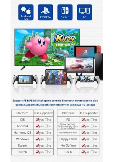 D9 Telefon Tablet Gamepad Bluetooth Kontroller 5.2 Kablosuz Android Apple iOS Uyumlu Ps4 Switch Pc