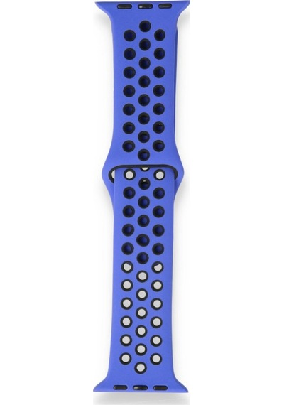 Apple Uyumlu Watch 38-40mm Silikon Kayış - Mavi/siyah