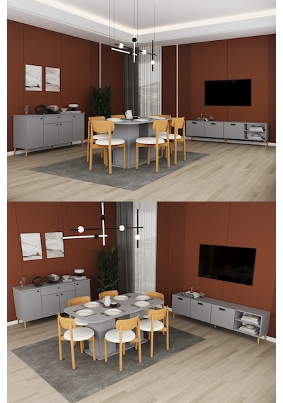 Lüks Yemek Odası Takımı 3 Parça %100 Mdf Konsol Yemek Masası Tv Ünitesi Yt01 Kül Gri Lüks Yemek Odası Takımı 3 Parça %100 Mdf Konsol Yemek Masası Tv Ünitesi Yt01 Kül Gri