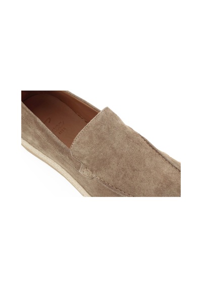 Tuna Hakiki Süet Deri Bej Loafer Erkek Ayakkabı - Kauçuk Taban - 4154 Bej