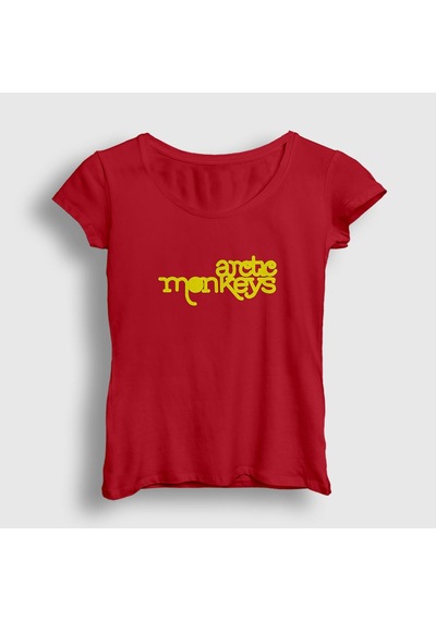 Presmono Kadın Five Arctic Monkeys T-shirt Kırmızı