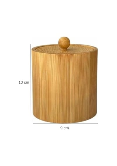 Doğal Bambu Ahşap Baharatlık Kapaklı Silindir Saklama Kabı 9x10 Cm El Yapımı Mutfak Düzeni Diğer