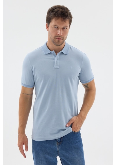 Mavi Polo Yaka Pike Kısa Kol Slim Fit %100 Pamuk Tişört 1011260171 Açik Mavi