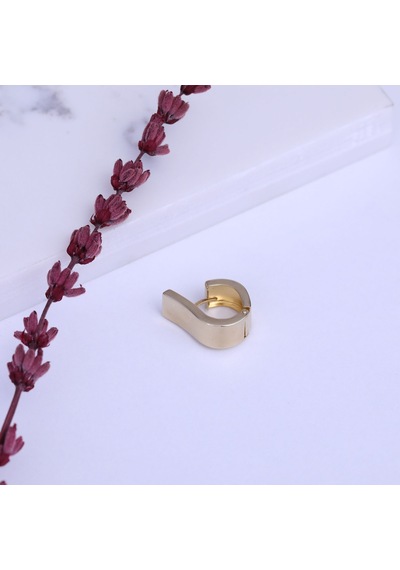 Nox Jewelry 925 Ayar Soru İşareti Temalı Hafif Parlak Tasarım Gümüş Küpe - E00268 Gold
