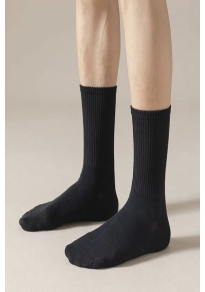 Ozzy Socks 6 Çift Logosuz Siyah Dikişsiz Pamuklu Tenis Unisex Soket Çorap Siyah