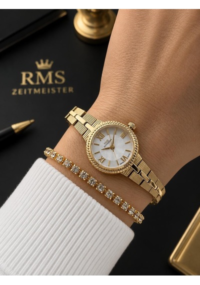 Rms Romanson Vintage Mini Kasa Özel Kordon 2 Yıl Garantili 3 Atm Kadın Kol Saati+bileklik A2239.20 Sarı