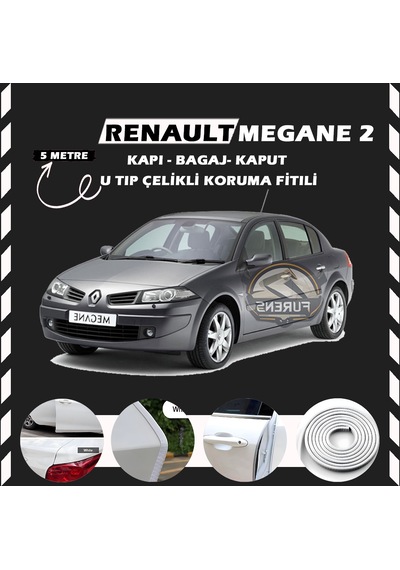 Renault Megane 2 Oto Araç Kapı Koruma Fitili 5metre Parlak Beyaz Renk