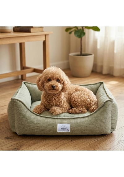 Vanilla Dokuma Kumaş Kedi & Köpek Yatağı Çıkarılabilir İç Minderli, Kaydırmaz Tabanlı, Bo