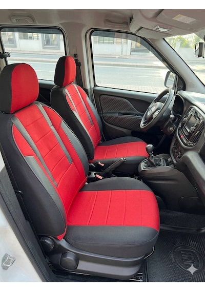 Favori Serisi Kırmızı Renault Express İle Uyumlu Tam Set Oto Koltuk Kılıfı Arka Koltuk 2+1