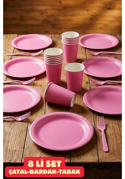 Karton Pembe 8 Adet Renkli Tabak Bardak Set Doğum Günü Süsleme Parti Malzemesi Süslemedoğum Günü Tüm Yaşlar