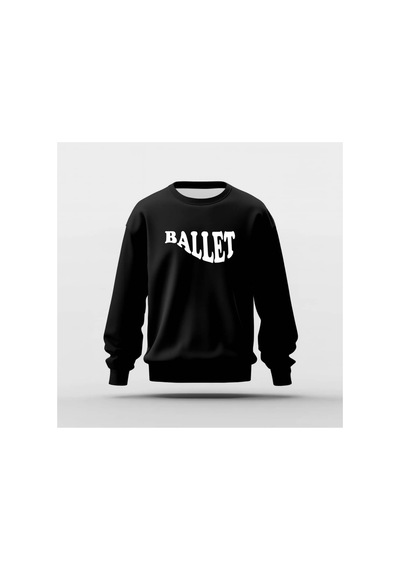 Ada Kostüm Tasarım Ballet Tasarım Baskılı Basic Sweatshirt siyah