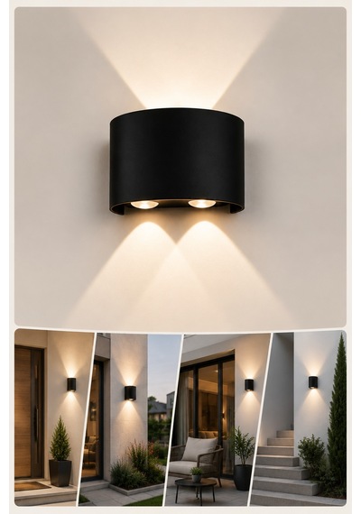 K2 Global Kda730 Jüpiter 2x4w Led Duvar Apliği 3000k Gün Işığı Ip54 Modern İç Ve Dış Mekan Dekoratif Aplik Siyah - 920696888 Siyah