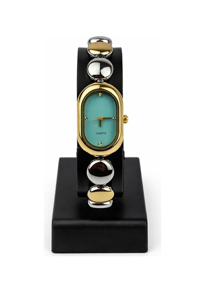 Culvex Mavi Bileklik Kordon Gold Metal Detaylı Kadın Vintage Retro Saat