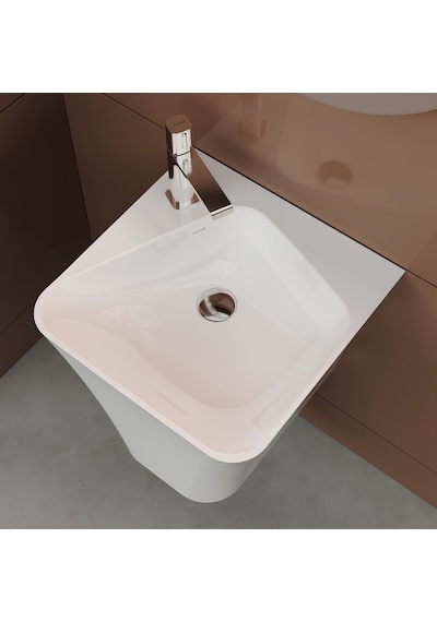 Creavit Avis AV145 Monoblok Batarya Delikli Beyaz Lavabo Beyaz 45 x 45 CM