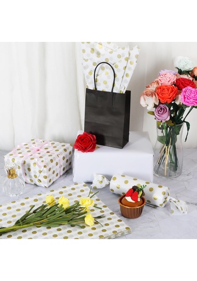 Altın Puantiyeli Pelur Kağıt, Dekoratif Hediye Paketleme Ve Ambal