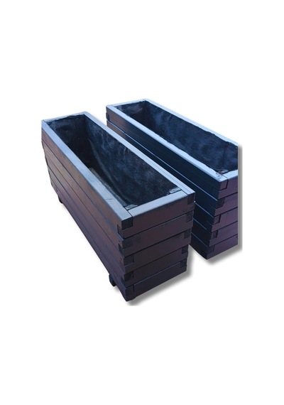 Ahşap Saksı Gardenya Antrasit Gri 100x30x45