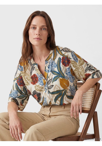 Lcw Grace Karışık Kaçık Yaka Çiçekli Oversize Bluz