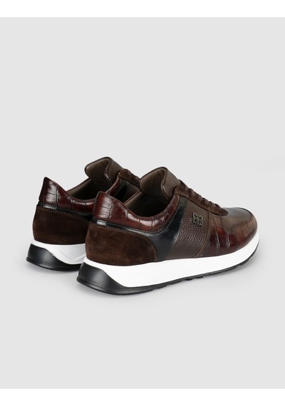 Cabani Hakiki Deri Kahverengi Bağcıklı Erkek Sneaker