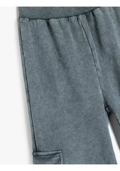 Koton Kargo Pantolon Geniş Paça Beli Lastikli Mavi 5wkg40157ak Mavi