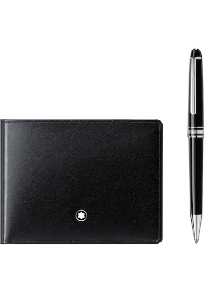 117084 Mont Blanc Meisterstück Platinum Classique Ballpoint Pen And Meisterstück Wallet Set Çok Renkli