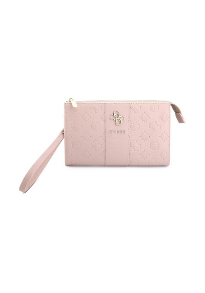 Guess Lisanslı Kadın Çanta Peony Ve 4g Desenli Şerit Detaylı Metal Logolu Omuz Askılı El Çanta Pembe