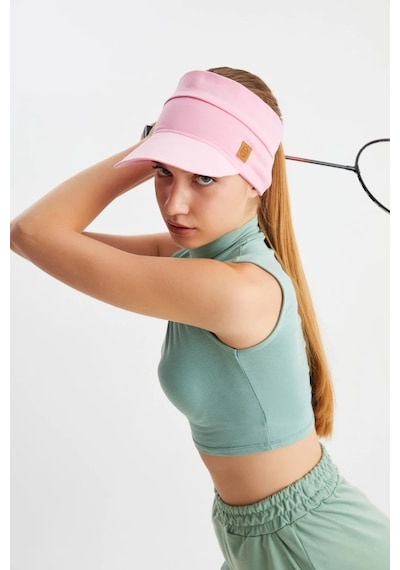 Kadın Uv Korumalı Katlanabilir Üstü Açık Yumuşak Siperli Pamuklu Penye Tenis Vizör Şapka - Tek Ebat / Pembe Pembe