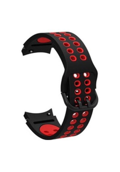 Samsung Galaxy Uyumlu  Watch 4 Classic 42mm Krd-02 Silikon Kordon - Siyah-kırmızı