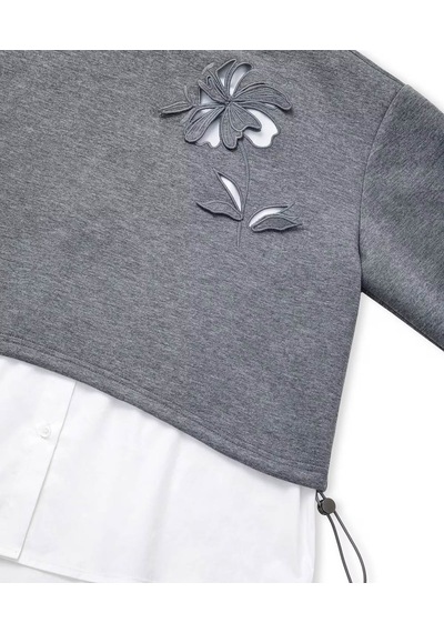 İpekyol Çift Parça Görünüm Cutout Gri Kadın Sweatshirt Iw6260091123
