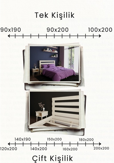 Renazzo Urban Masif Ahşap Karyola Ve 2 Adet Komodin Vernik 200x200 Vernik - 200 X 200