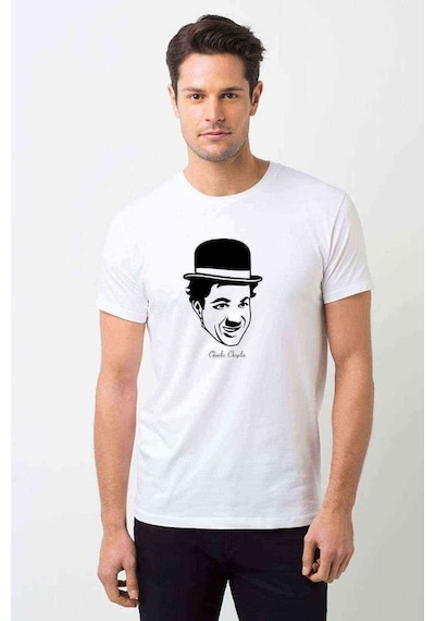 Charlie Chaplin Erkek Beyaz Tshirt