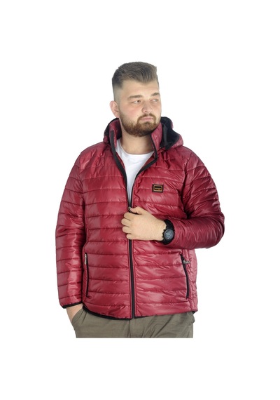 Mode Xl Büyük Beden Mont Kapitone Kapüşonlu 22602 Bordo 001
