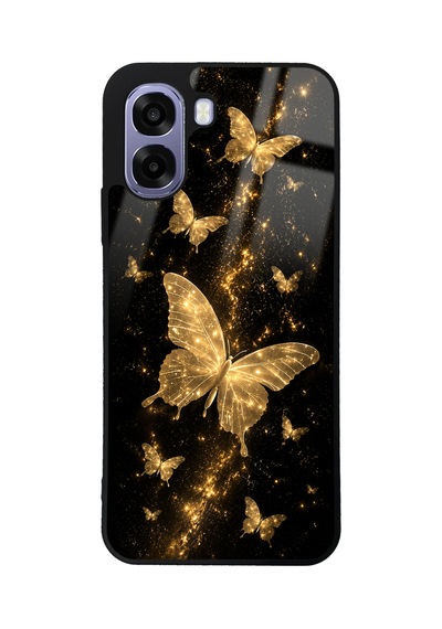 Oppo A6t Yellow Samsung Galaxy Uyumlu  Butterfly Tasarımlı Glossy Telefon Kılıfı Sarı