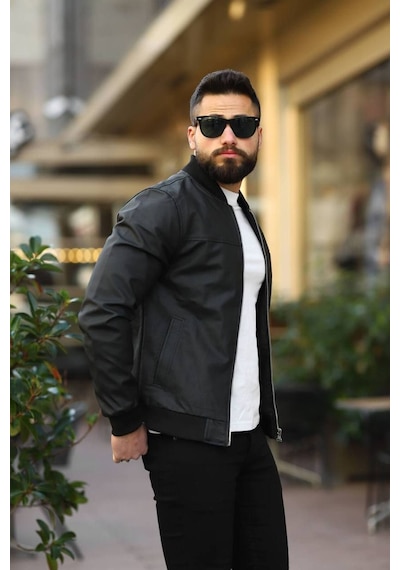 Erkek Bomber Ceket Siyah Carbon