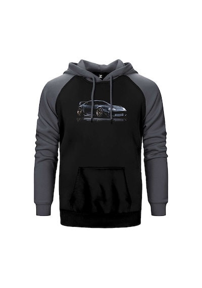 Toyota Supra Mk4 Gri Renk Reglan Kol Kapşonlu Sweatshirt Gri