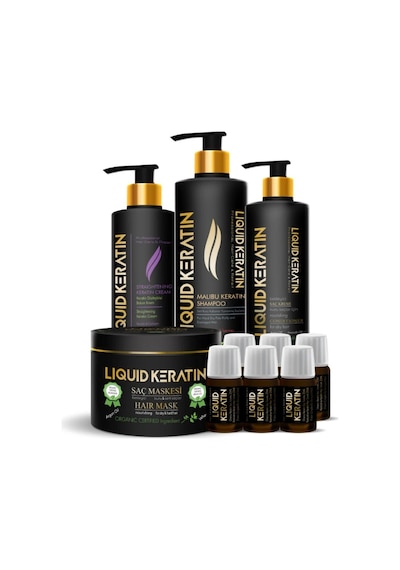 Liquid Keratin Düz Canlı Parlak ve Yumuşak Saçlar için Çift Etkili Onarıcı Keratin Bakım Seti No.2