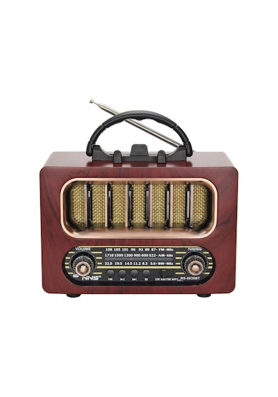 Orta Boy Retro Ahşap Tasarım Bluetooth Hoparlörlü Radyo Fm/am Destekli, Şarjlı Ve Taşınabiliri Rad