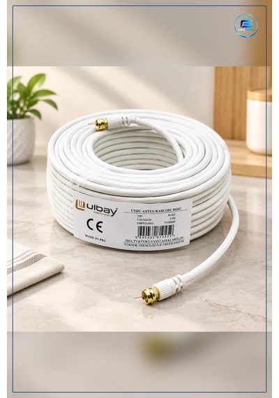 Uydu Anten Kablosu 25 Metre Beyaz Koaksiyel Uzatıcı Kablo Rg6u Tv