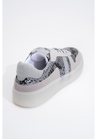 Luvishoes Luvi Shoes Rexie Gümüş Desenli Simli Kadın Spor Ayakkabı Gümüş