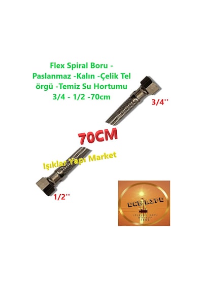 Flex Spiral Boru -paslanmaz -kalın -çelik Tel Örgü -temiz Su Hortumu 3/4 - 1/2 -70cm Diğer