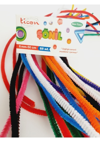 6 Mm Şönil Canlı Renkler 50cm-25 Li Paket