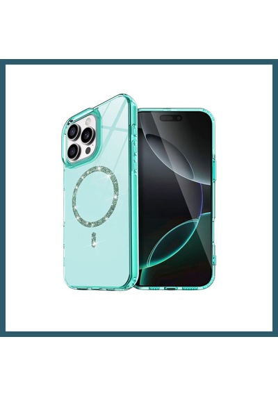 Bezos İphone 14 Pro Max Uyumlu Live Diamond Magsafe Kapak - Yeşil Ob