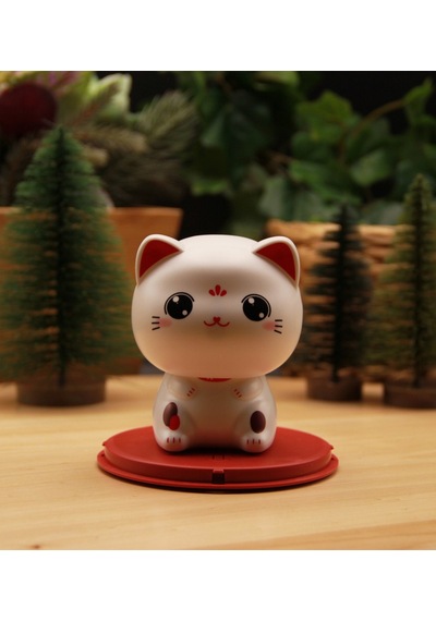 Japon Kültürü Maneki Neko Bereket Şans Kedisi Solar Panelli - Kafa Sallayan - Model3
