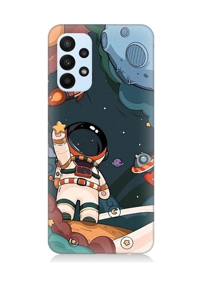 Samsung Galaxy A53 Uyumlu Sevimli Astronot Uzay Macerası Desenli Silikon Kılıf